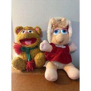 Miss Piggy & Fozzie Bear Christmas Plush Dolls Muppet Babies Holiday